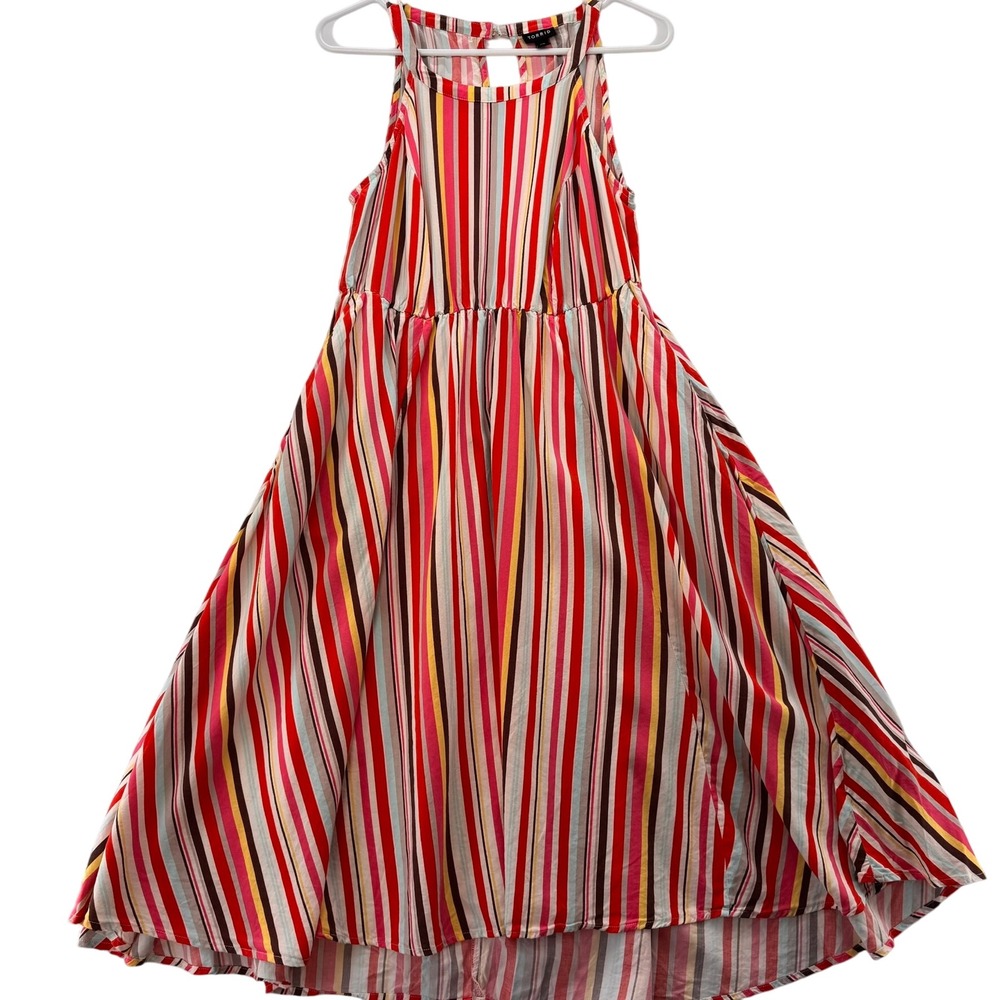 Torrid Halter Maxi‎ Hi Low Dress Striped Sleeveless Casual Sundress 00 Pockets